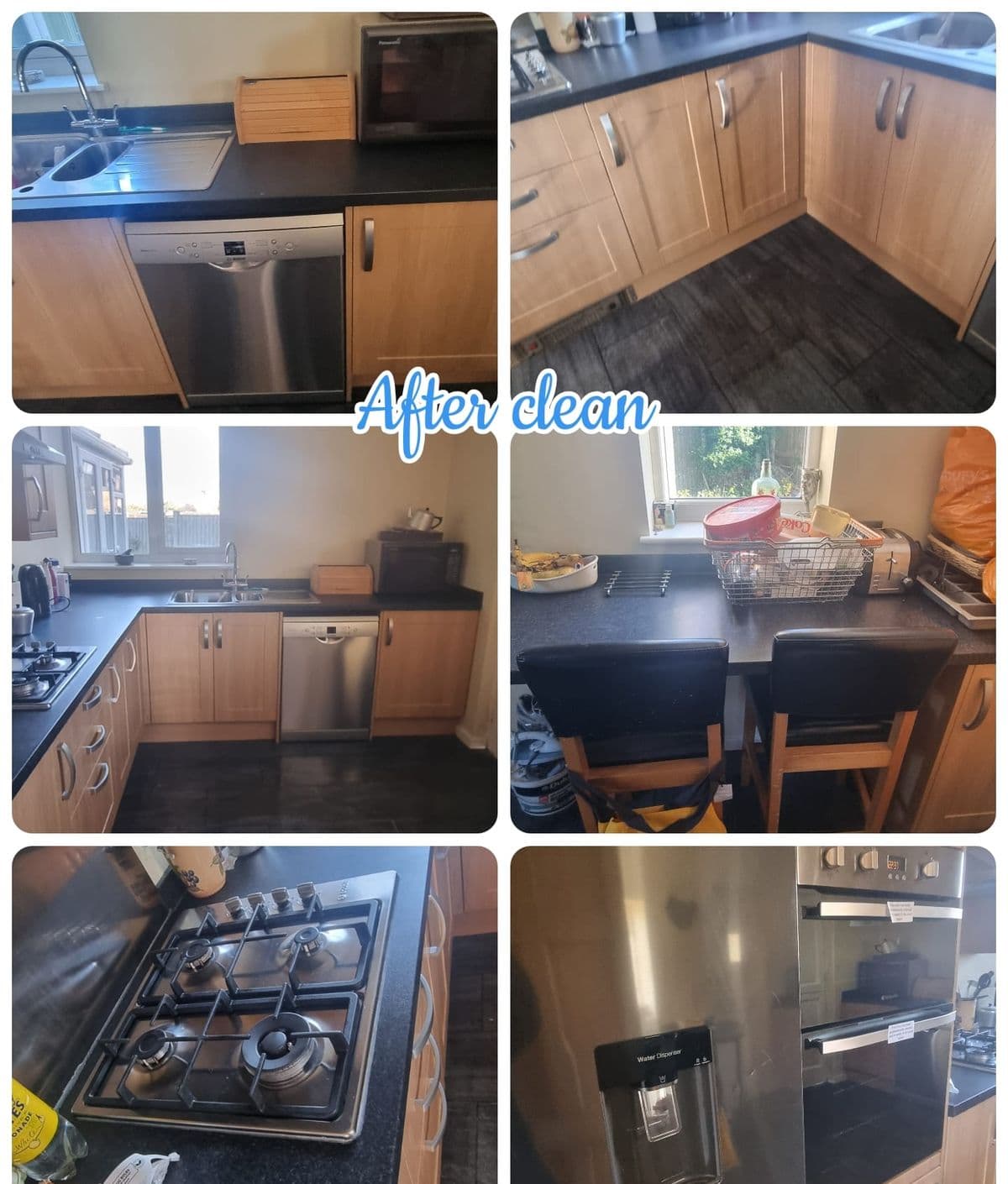 Kitchen — kitchen units, hob and worktops after cleaning