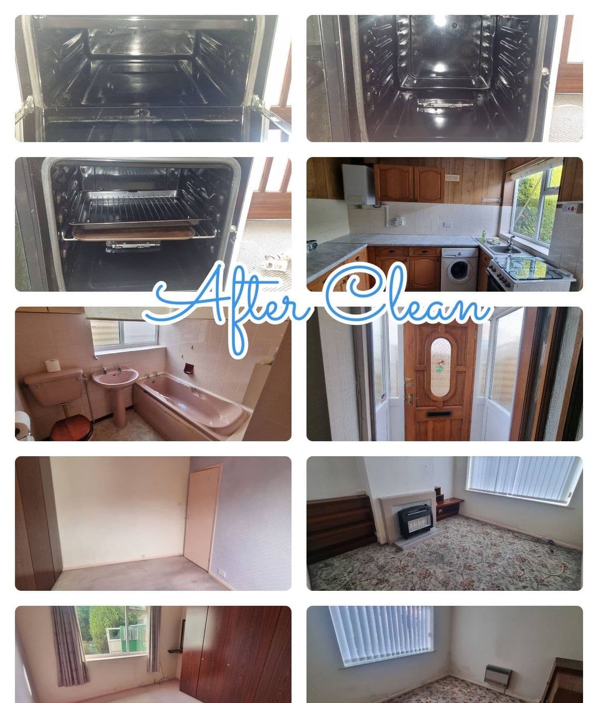 Whole property — kitchen, oven and rooms after an end of tenancy clean