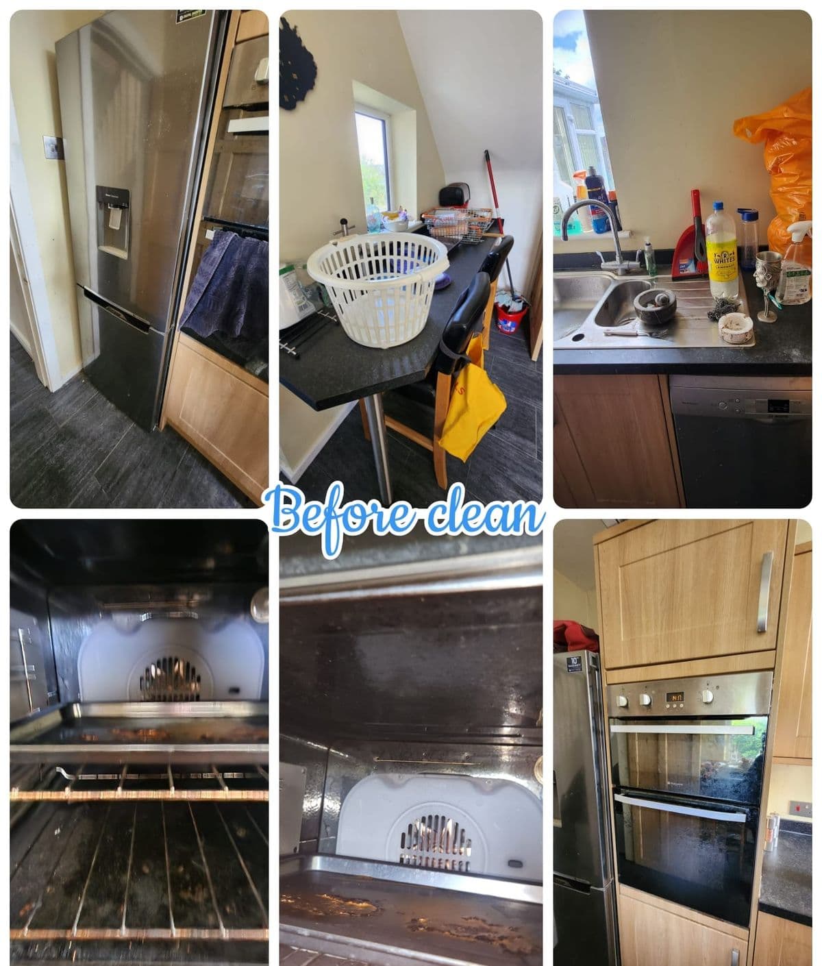 Kitchen and oven — a kitchen and oven before cleaning