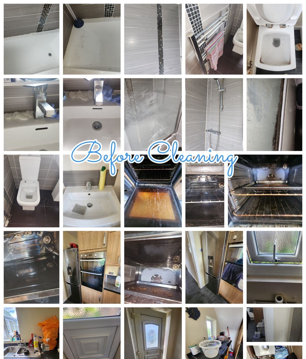 Bathroom and kitchen — bathroom and kitchen across a property before cleaning